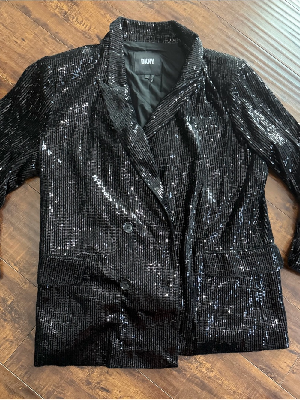 DKNY Women's Sequin Open-Front Shawl-Collar Blazer Size XL